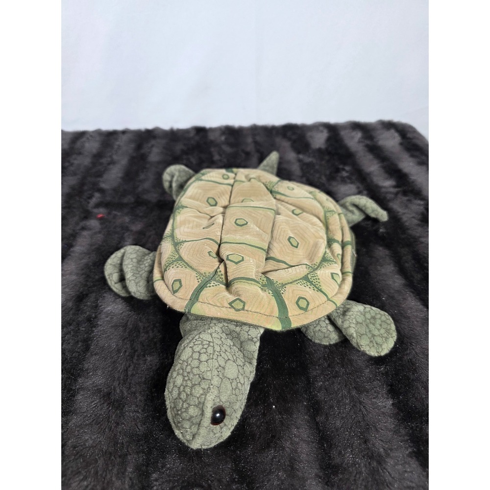 Folkmanis Folktails Sea Turtle Hand Puppet Green Tan Plush Furry Folk Puppets